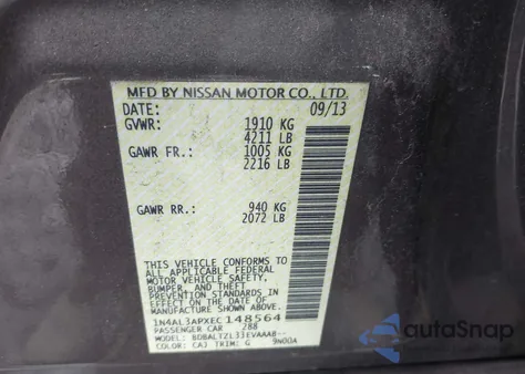 2014 Nissan Altima 2.5 Sv z USA, uszkodzony, nr VIN 1N4AL3APXEC148564